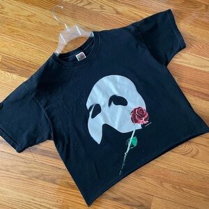 Black Graphic Tee with Mask and Rose